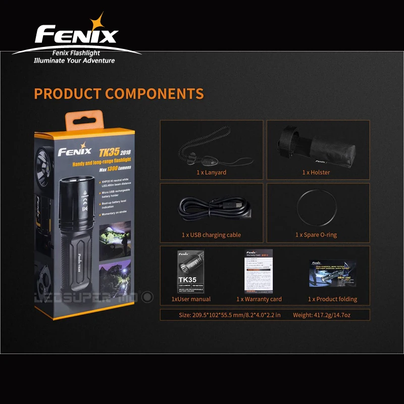 Дальний дальний луч Fenix TK35 CREE XHP35 HI нейтральный белый светодиодный 1300 люмен удобный и Дальний Фонарик
