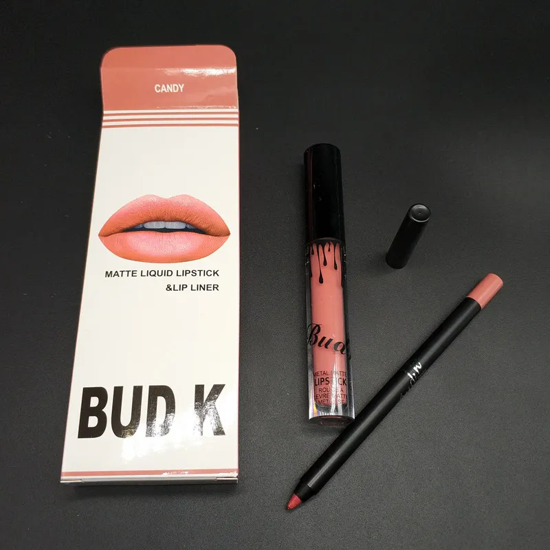 BK CANDY LIYADA бутон K Матовая жидкая губная помада с карандашом набор для макияжа долговечный водонепроницаемый РУМЯН a levre коврик блеск для губ, косметика - Цвет: BK CANDY