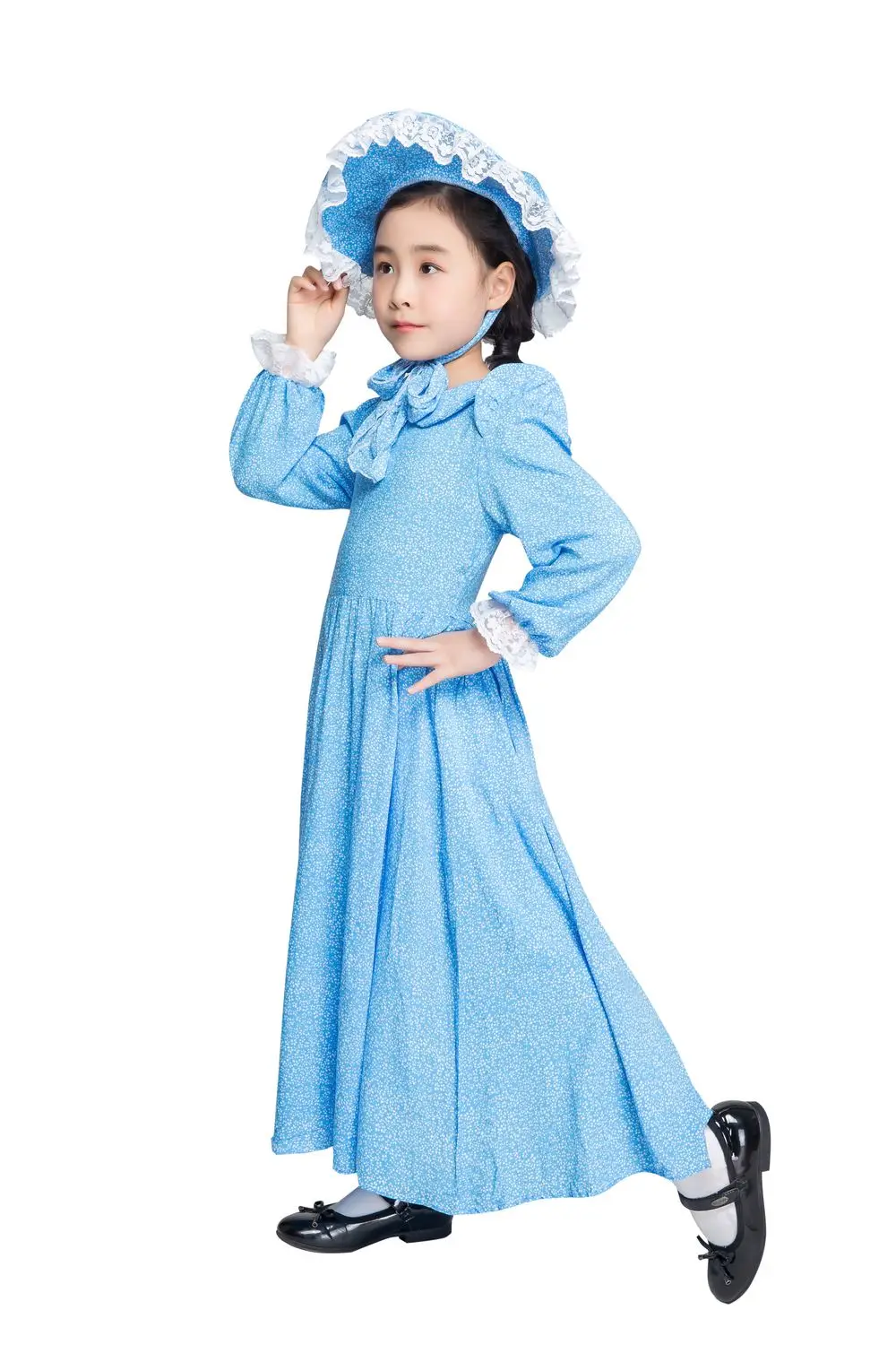 Новый детский костюм для девочек на Хэллоуин с синим рисунком Alice in Wonderland детей