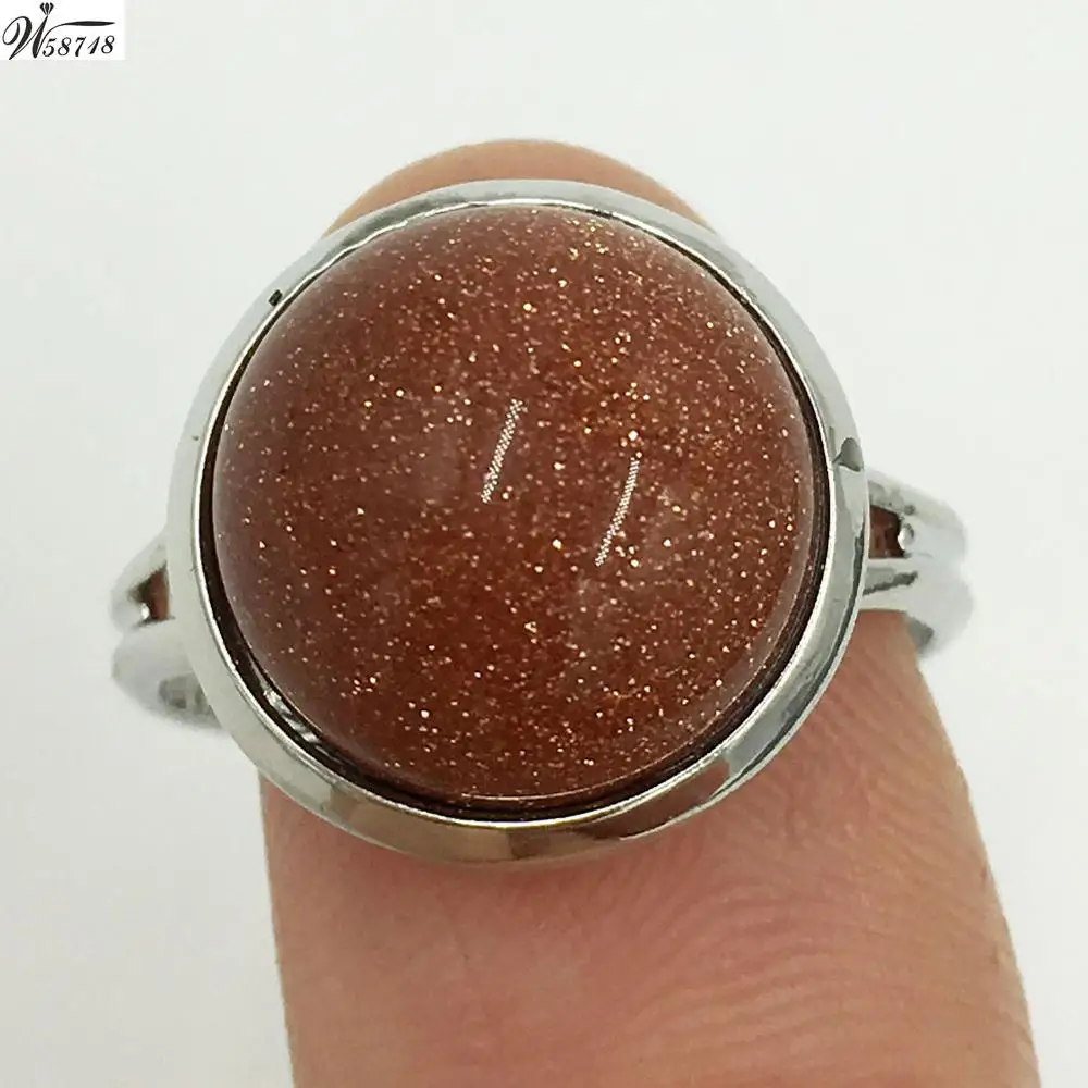 Goldstone C7219 Авантюрин лазурит Глаз тигра Howlite кристалла Голдстоуна опал Jaspe основа коралловый Сердолик кольцо вокруг 7~ 1" отрегулировать размеры WB663b - Цвет основного камня: Goldstone C7219