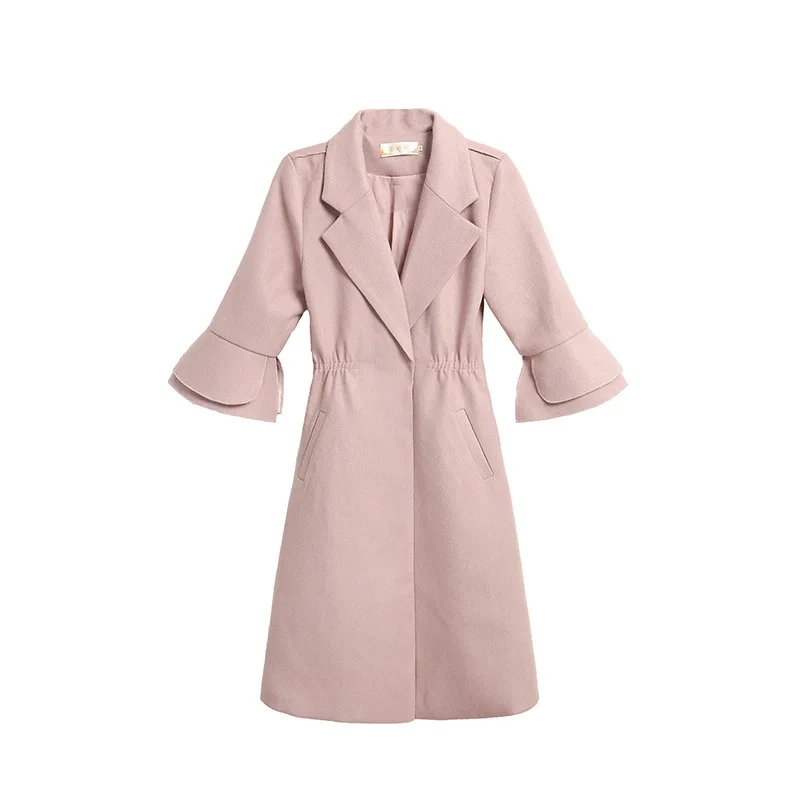 

Plus Size M-5XL Autumn Winter Women Wool Jacket Long Woolen Coat Lapel European Wool Coats Warm Overcoats For Women