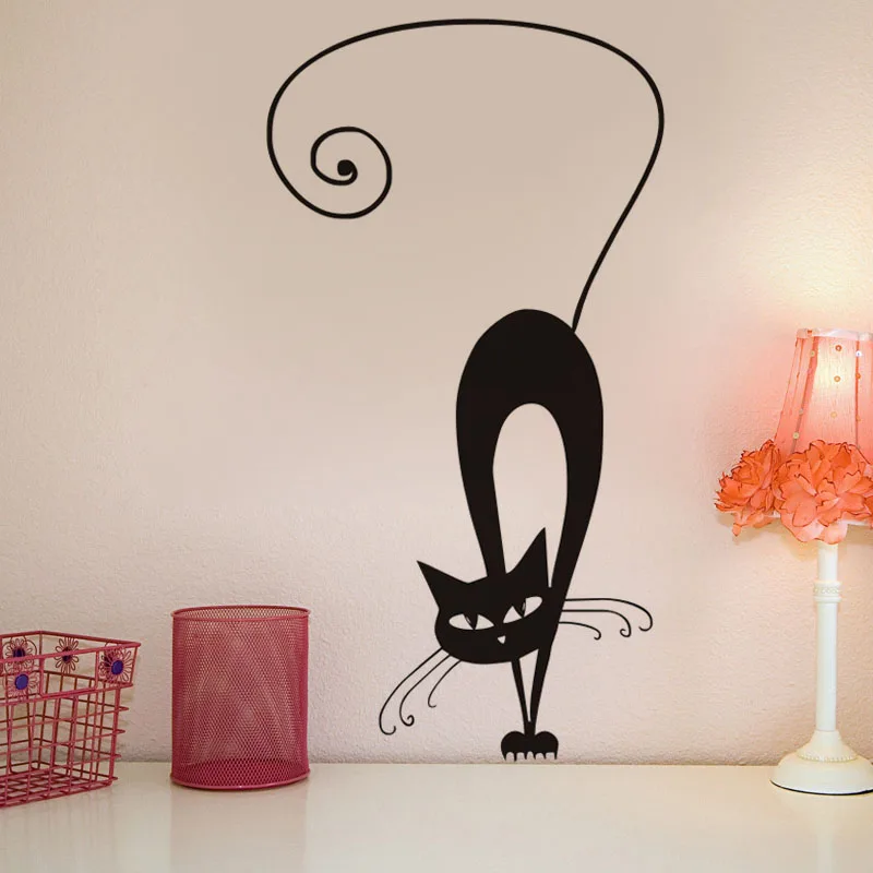 DCTOP Изгиб Сиамские Кошки Домашнее Украшение Стены Наклейки Мультфильм Милый Кот