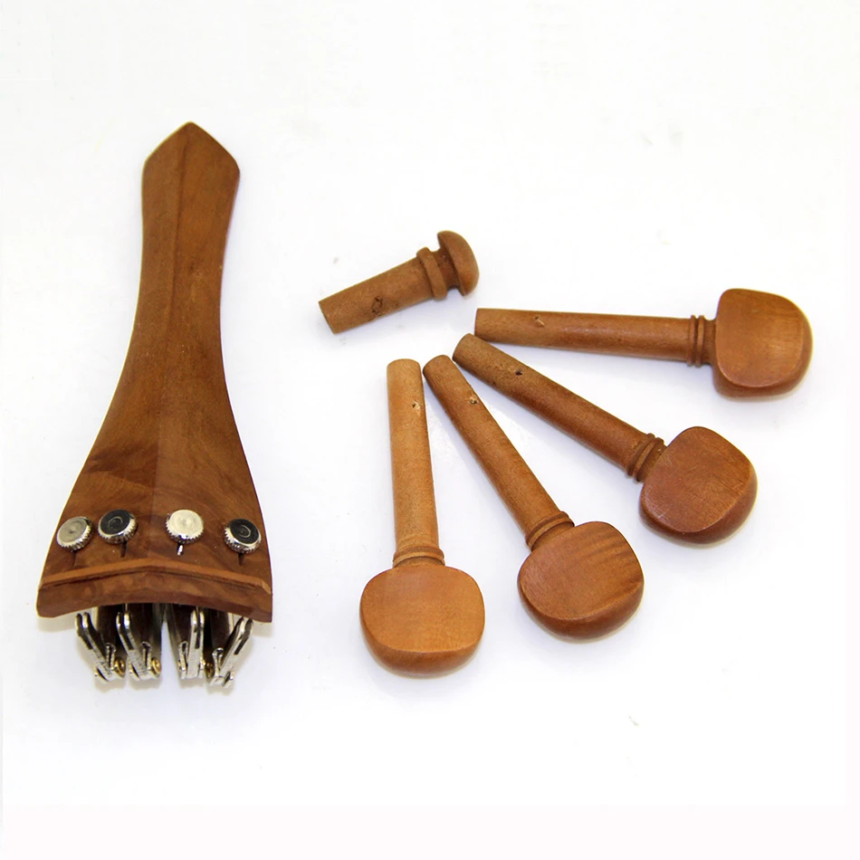 

MUKU 4/4 Violin Parts Accessories Jujube Wood Chin Rest Tailpiece Fine Tuner Tuning Peg Tailgut Endpin Strings Kit