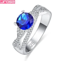 jrose engagement round cut dazzling blue white cubic zirconia jewelry silver fashion ring size 6 7 8 9 free shipping women