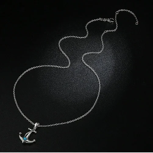 Новинка 2017 года стерлингового серебра голубое сердце кристалл якорь кулон M