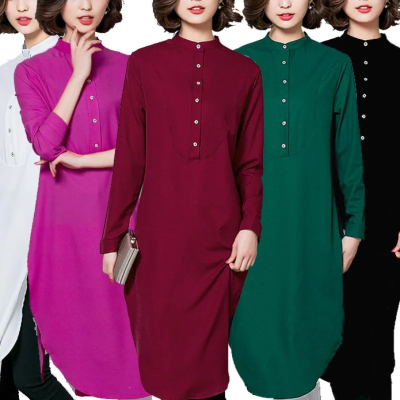 YSMARKET Hot Sale Long Sleeve Shirt Top Loose Muslim Chiffon Blouse Casual Tops Turkish Islamic Abaya Clothing Y6218 |