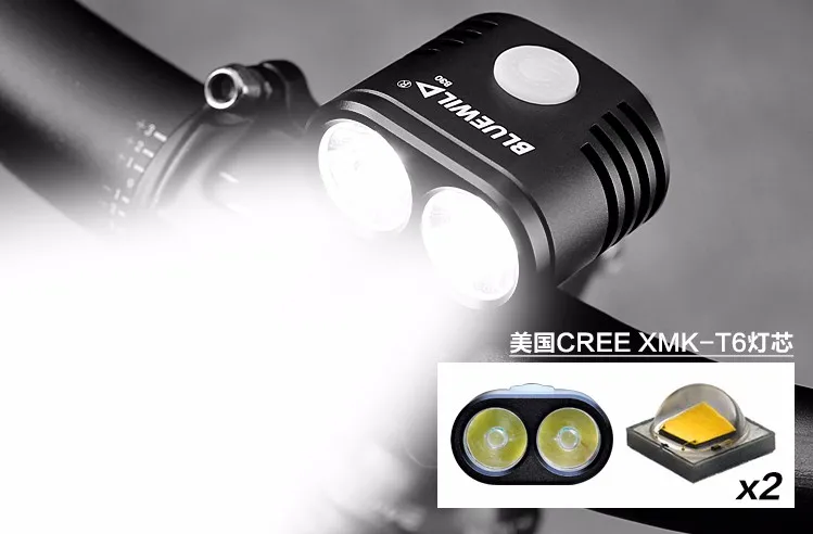 BLUEWILD велосипедный светильник 2x CREE XML T6, велосипедный светильник, 10400 мА/ч, водонепроницаемый аккумулятор, внешний аккумулятор, USB зарядка для телефона, динамика