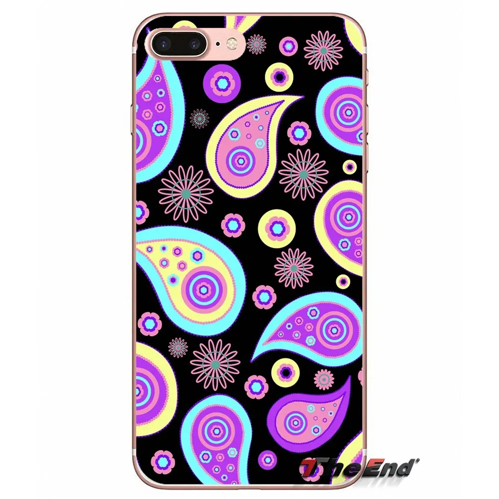 Чехол для iPhone X 4 4S 5 5S 5C SE 6 6S 7 8 Plus Samsung Galaxy J1 J3 J5 J7 A3 A5 2016 2017 фиолетовый цветок Пейсли