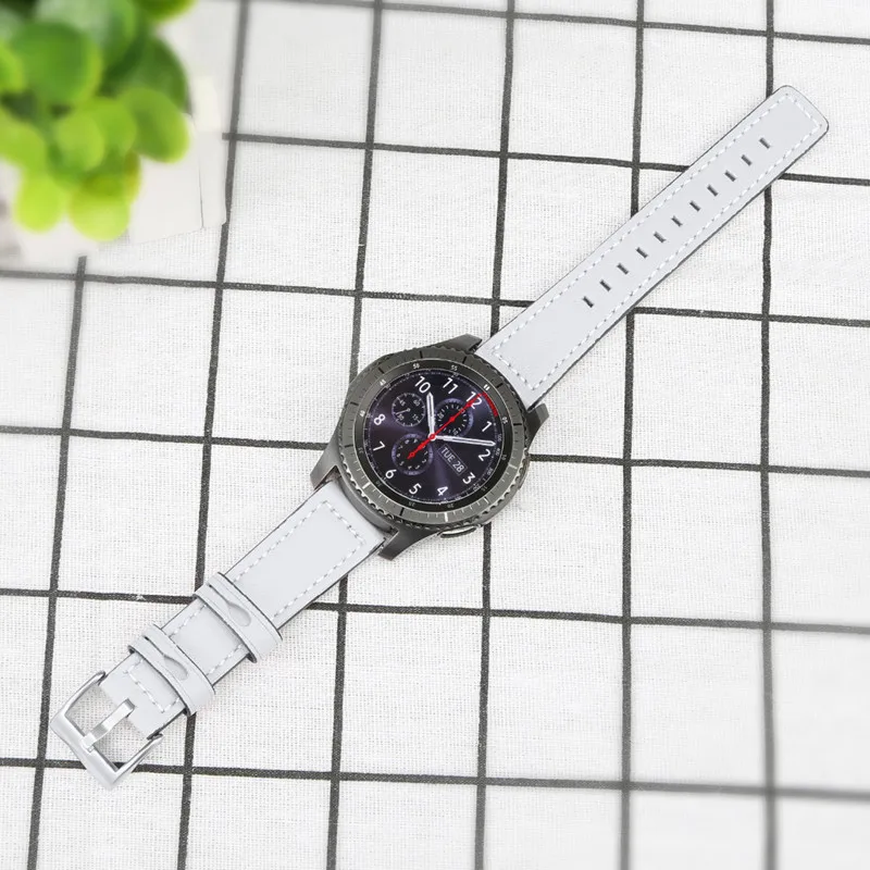 Хохлатая Шестерня S3 frontier ремешок для samsung Galaxy Watch 46 мм S 3 Классический 22 мм кожаный браслет на запястье correa ремешок для часов ремень - Цвет ремешка: white