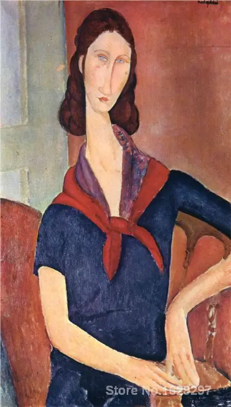 

Jeanne Hebuterne (with a scarf) Paintings by Amedeo Modigliani modern art High quality Hand painted