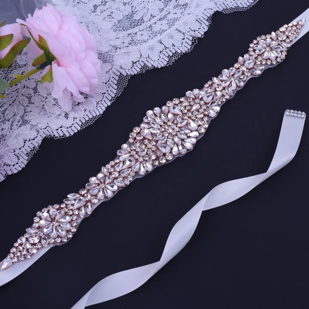 Rose Gold Rhinestones Bridal Belt Luxury Crystal Wedding Diamond Sash For Dress Accessories | Свадьбы и торжества