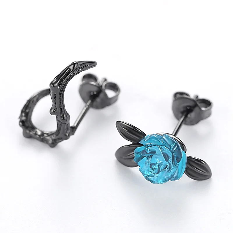 Серьги гвоздики женские Асимметричные в виде ветвей розы|fashion stud earrings|stud earringsstud