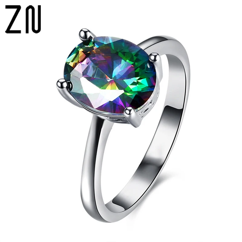 

ZN 2021 Cute Female Crystal Zircon Engagement Ring Boho Fashion Big Oval Ring Wedding Rings For Women Valentine's Day Gifts