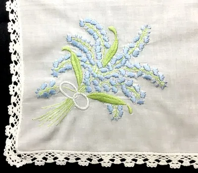 Set of 12 Fashion Wedding Bridal Handkerchiefs White Cotton Hankies with Lace Edged and Color embroidered Floral For Bride Gifts |