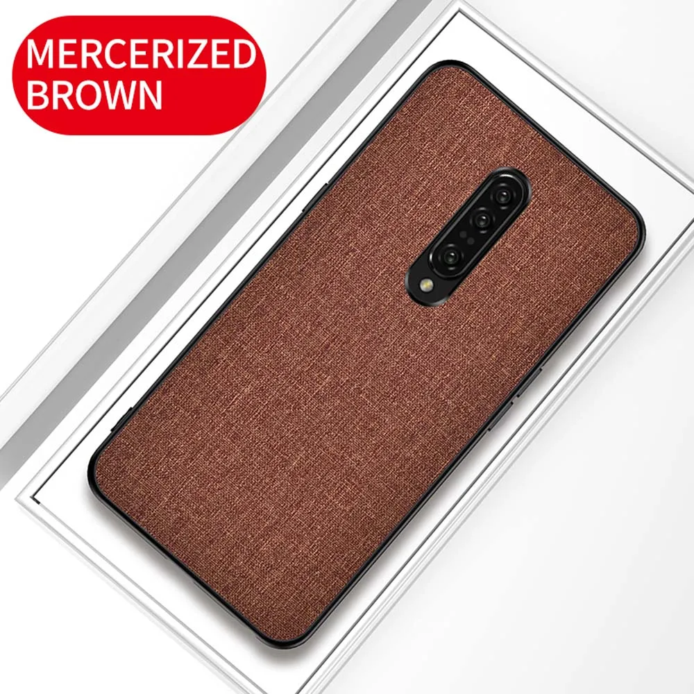 Brown Eqvvol ультра тонкий тканевый холщовый чехол для OnePlus 7 Pro, роскошная тканевая текстура, задняя крышка для Oneplus 6 6 T, однотонный чехол - Цвет: Brown
