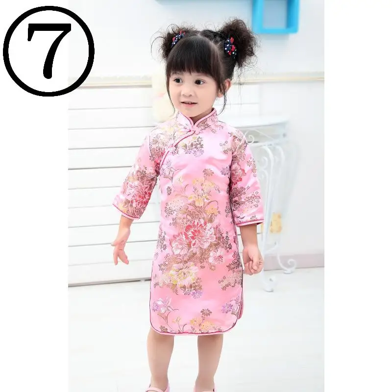 Красные платья Qipao для маленьких девочек детская одежда на новый год 2018 наряды