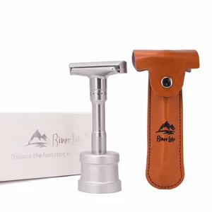 Регулируемая Безопасная бритва, Мужская бритва с двойным краем, классическое безопасное лезвие, экспозиция, шесть уровней, 1 ручка и 10 лезвий