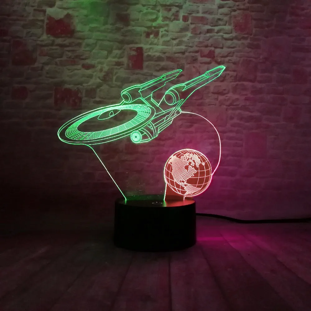 Креативные 3D видения космический корабль Космический боец земля 7 красочных