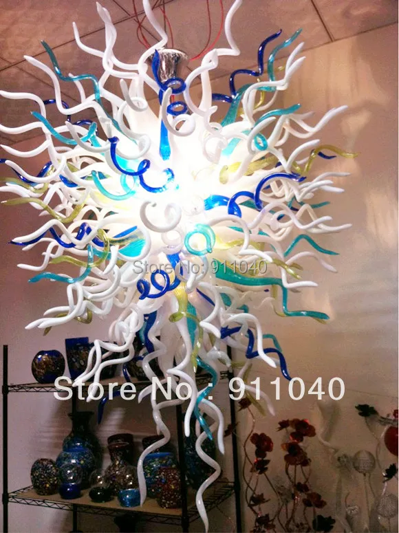 

White Blue - Free Shipping 100% Hand Blown Pendant Lights for Home