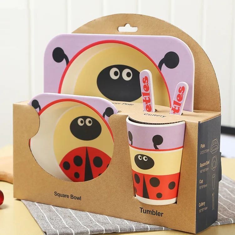 5 шт./компл. детские столовые приборы комплект с принтом &quotRobot Poli&quot пластина для