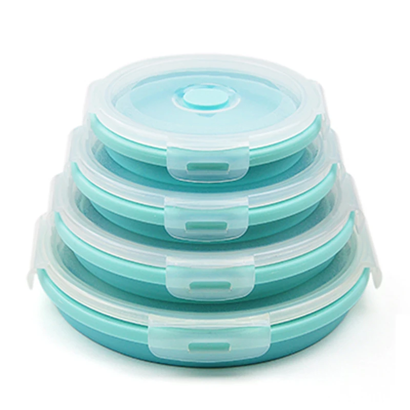 Силиконовая высокая температура путешествия складная коробка для завтрака чаша