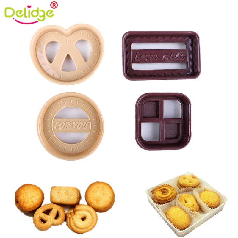 Delidge 4 штуки в партии круглый квадратный Сердце формы cookie формы Еда-Класс Пластик DIY формы cookie разные цвета формы для выпечки