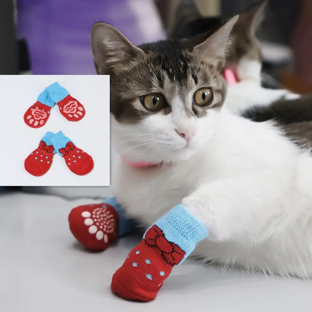 4 шт./компл. противоскользящие трикотажные носки для собак обувь кошек и
