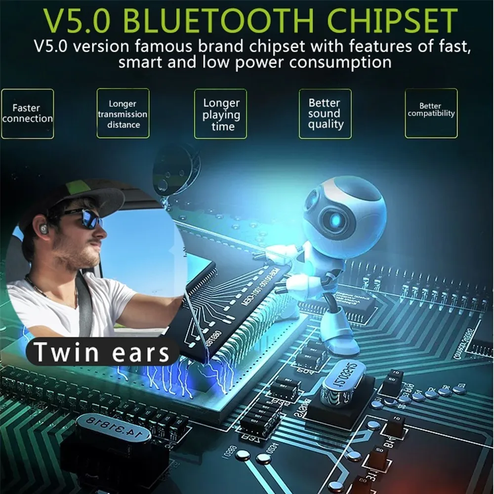 Настоящие беспроводные наушники Bluetooth 5 0 с сенсорным управлением