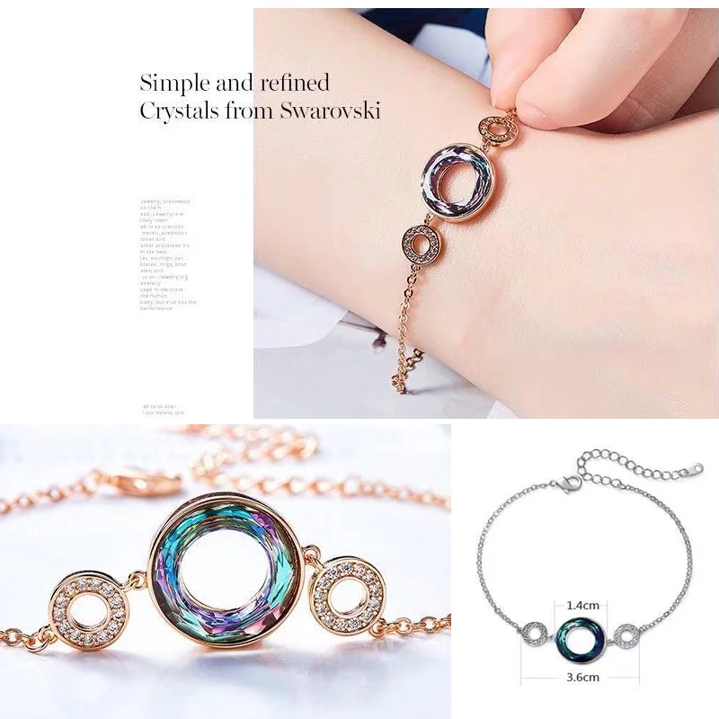Женский браслет BAFFIN с разноцветными синими кристаллами Swarovski украшение для рук