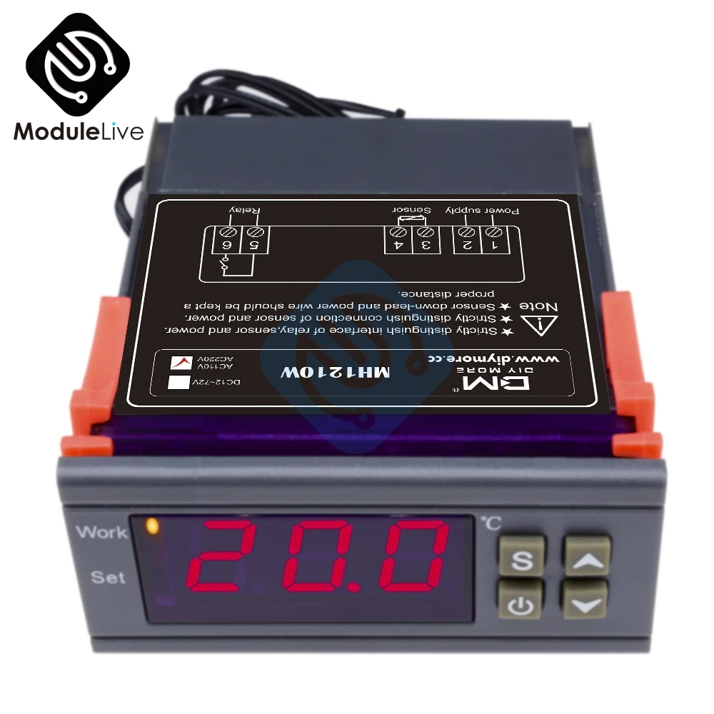 MH1210W 90 250V 10A 220V Цифровой термостат регулятор управления Лер 50 ~ 110 градусов Цельсия
