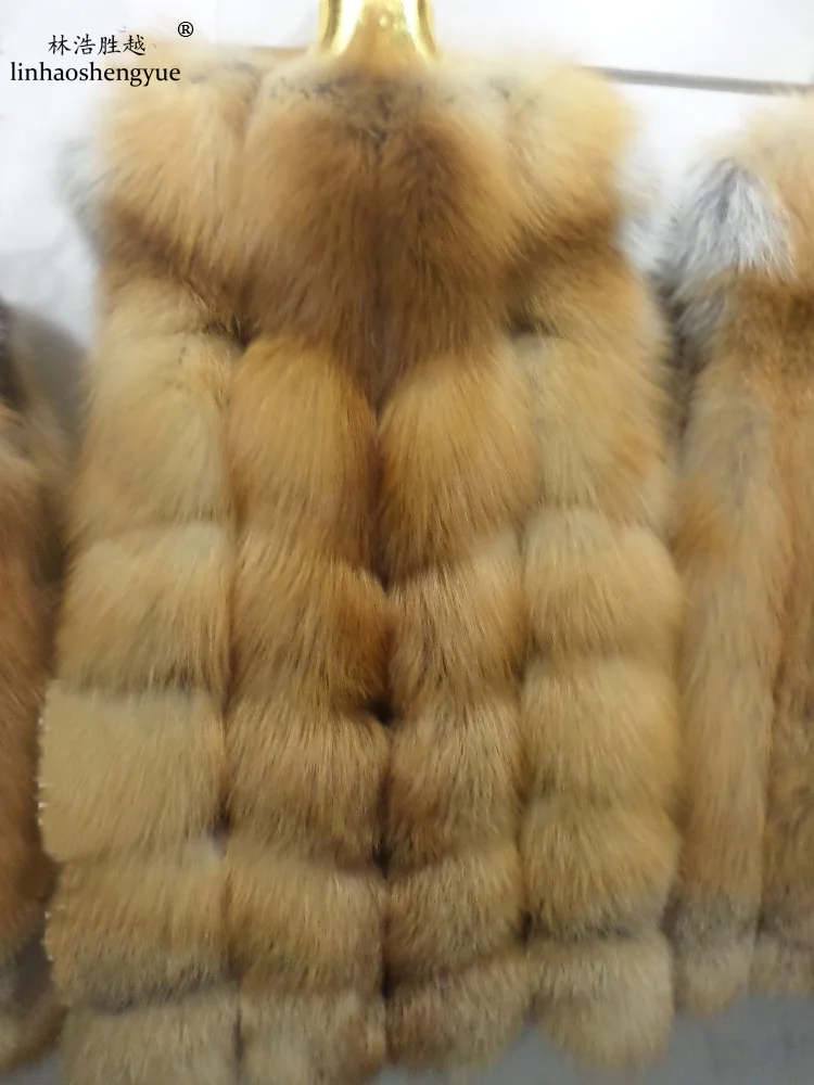 Linhaoshengyue Real   Red  Fox   Natural  Fur Vest Natural Fox Fur Women Vest Real Natural Fox Fur