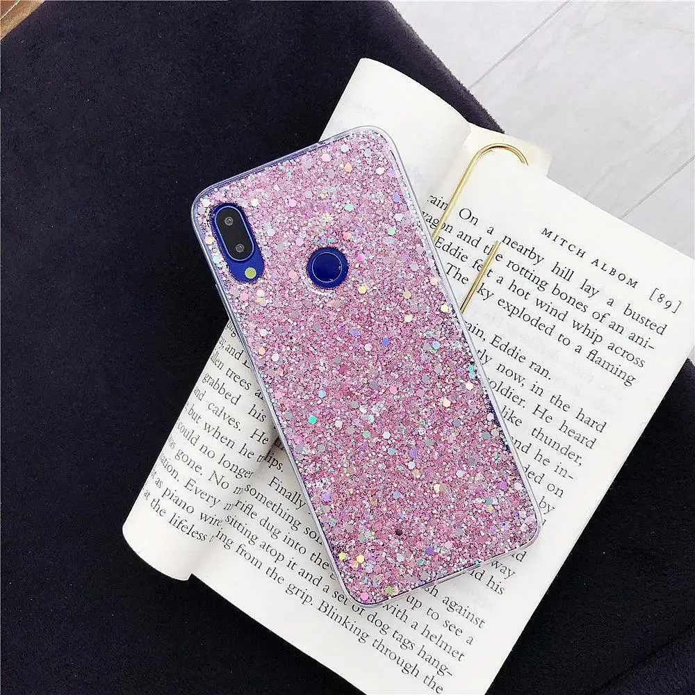 Pink Чехол сверкающий с блестками для Xiaomi mi 9 8 mi 8 mi 9 SE A2 Lite 8SE Кристальные блестки силиконовый чехол красный mi 5 Plus Note 7 6 Pro Note7 Funda - Цвет: Pink