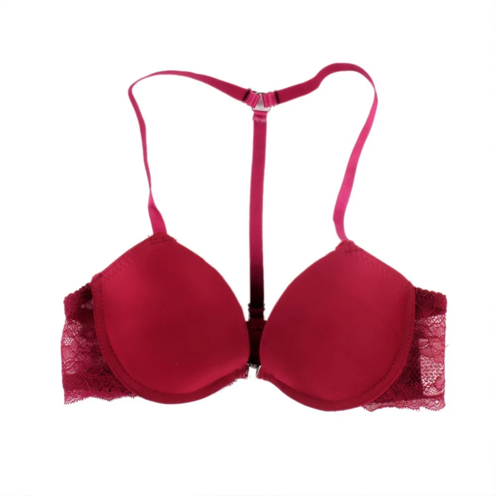 Комплект женского кружевного бюстгальтера пуш ап с чашкой 3/4 и застежкой