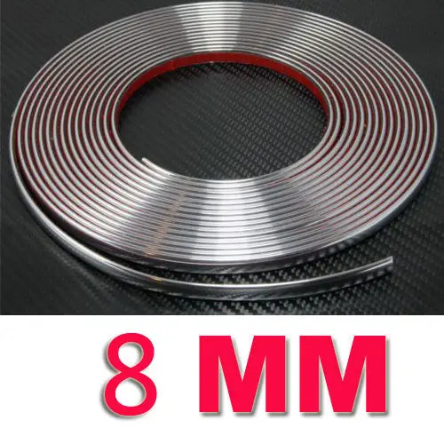 8MM x 15M Car Styling Chrome Mouldings Strip Bumper Decorative Strips Adhesive Grille Impact Car Door Protection Trim 8MM x 15M Car Styling Chrome Mouldings Strip Bumper Decorative Strips Adhesive Grille Impact Car Door Protection Trim
