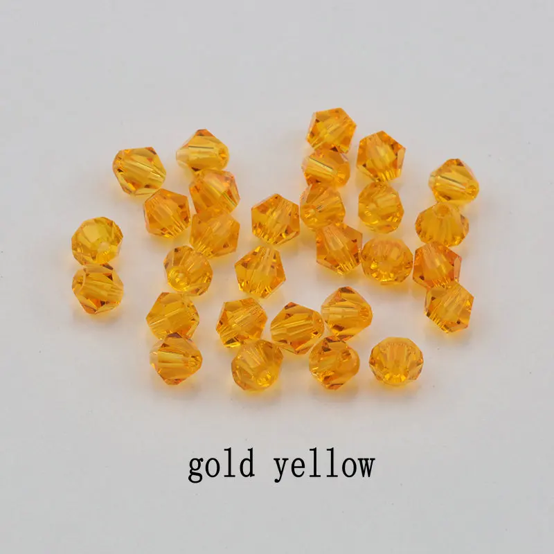 Купите 1 и получите 1 бесплатно 4 мм блестящие хрустальные бусины Bicone Beads стеклянные бусины Свободные разделительные бусины - Цвет: gold yellow
