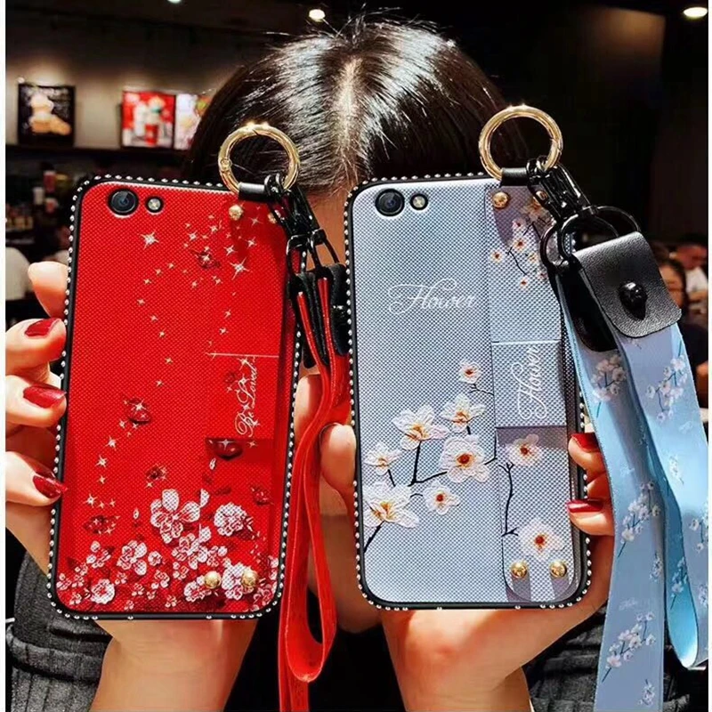 Cloth painted diamond soft wrist strap phone case for iPhone X XR XS Max 7 8 6 6s plus 8plus back coque funda cap |