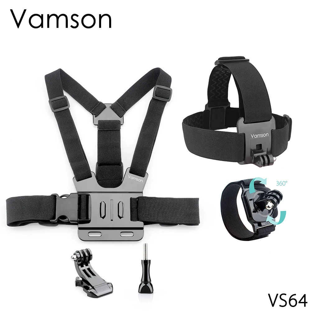 Аксессуары Vamson для Yi Lite, нагрудный ремень на голову, ремень на голову, крепежный винт, ремешок на запястье для Gopro Hero 6 5 4, Экшн-камера VS64
