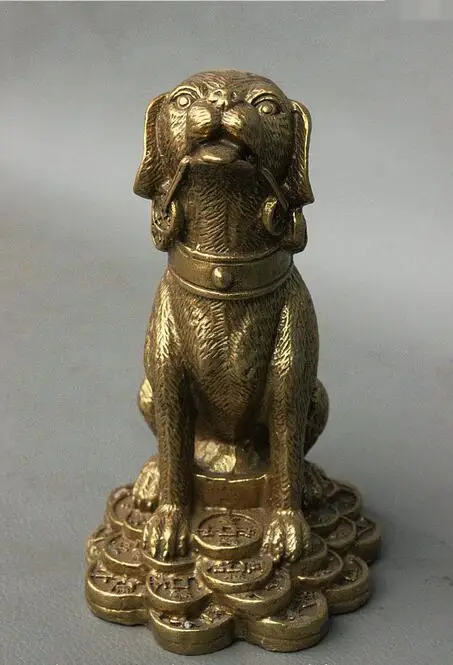 5 &quotЛаки Китайский Медь Латунь Богатство YuanBao Монета Знак Собака Искусство