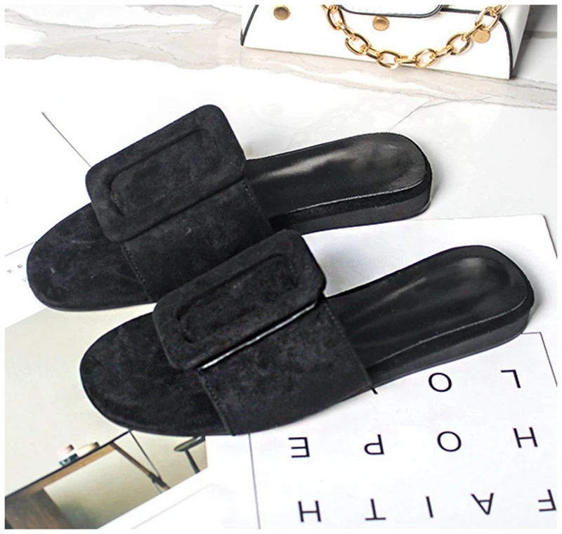 black 1 SUOJIALUN; Женская Роскошная Брендовая обувь; Новинка года; летние шлепанцы; модные женские шлепанцы с пряжкой; уличные сандалии; пляжные вьетнамки - Цвет: black 1