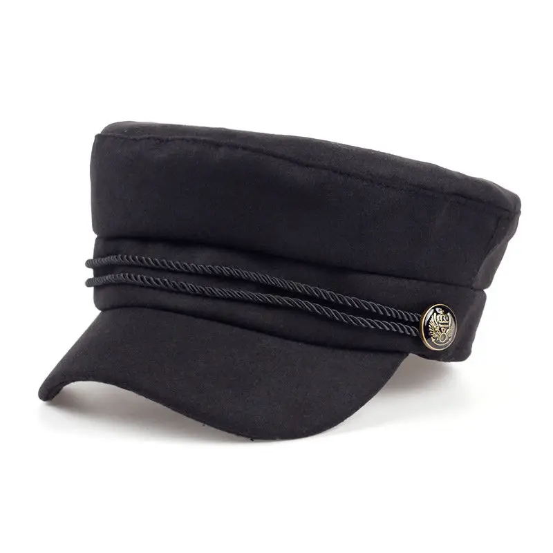 Mistdawn шерсть шляпа-пирожок унисекс Boater Bowler cap Upturn Brim черная лента