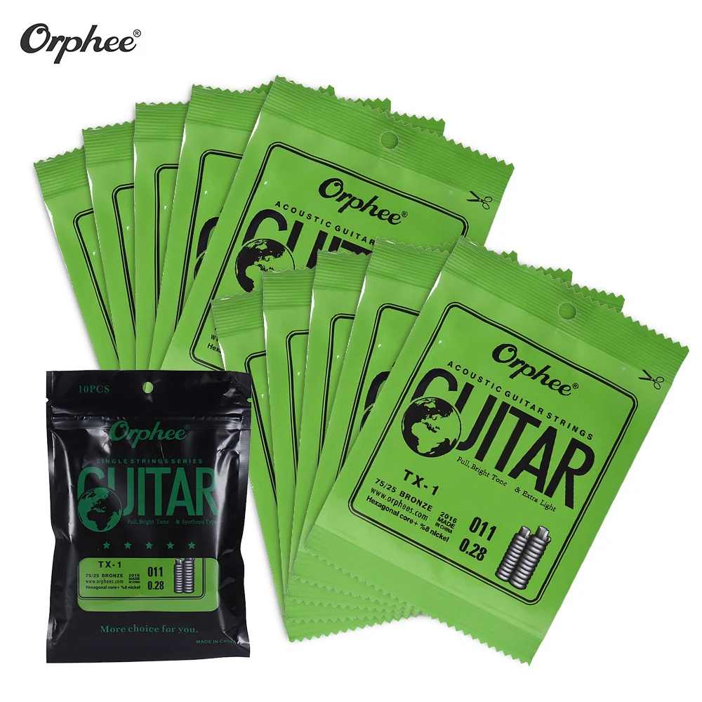 Orphee TX 1 Сменные Струны для Акустическая гитара игры в стиле фолк 1st E стринг (.010) 10