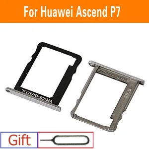 100% подлинный лоток для Sim и Micro SD карт для Huawei Ascend P7, слот для Sim-карты, адаптер для чтения, серый цвет, замена, ремонт