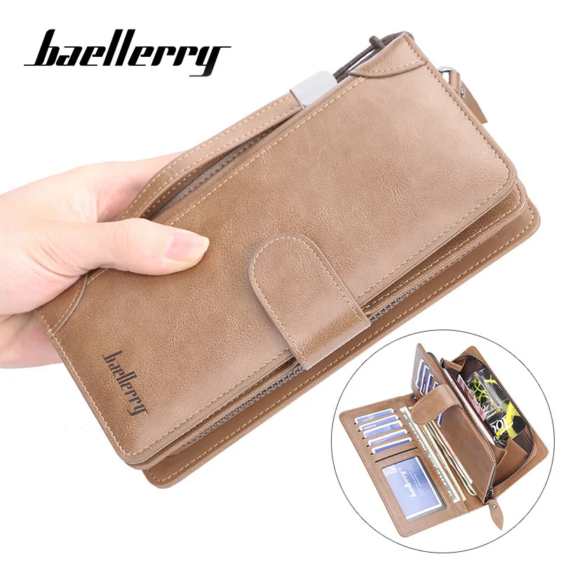

Baellerry Vintage PU Leather Men Wallets Long Casual Male Large Capacity Zipper Hasp Card Holder Purse Wallet