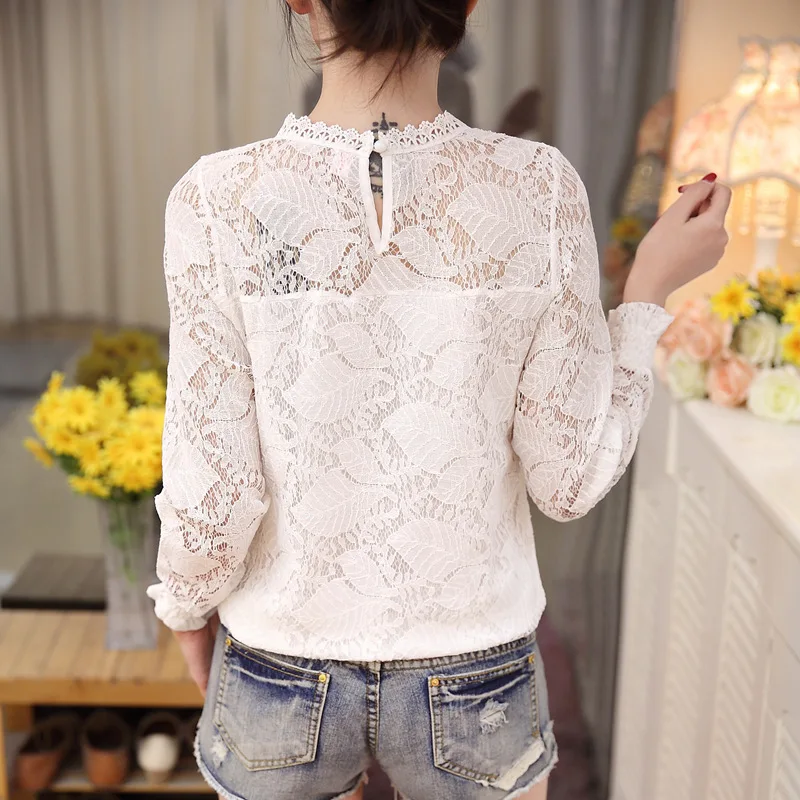 Модные женские Вязаные кружевные блузки вечерние элегантные открытые с длинным