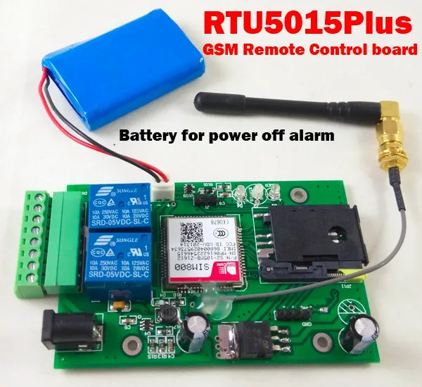 2 входа, 1 выход RTU 5015 GSM пульт дистанционного управления реле gsm открывалка ворот резервная батарея поддерживается для выключения питания сигнализация с приложением