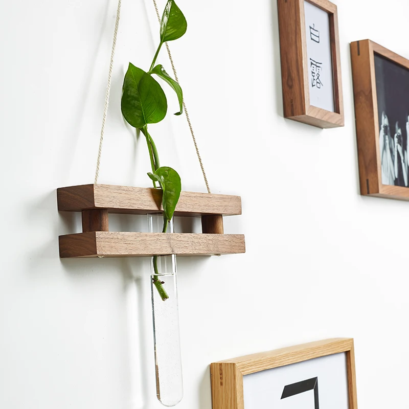 Северное растение стеклянная ваза настенная деревянная для украшения интерьера