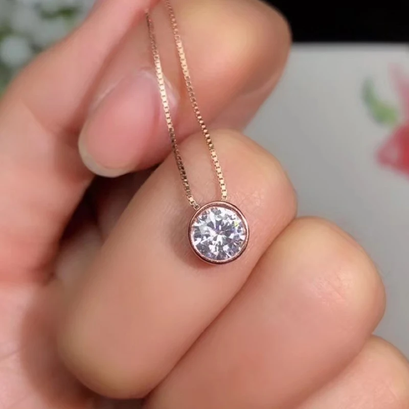 Ювелирные изделия colife модный Муассанит кулон для молодой девушки 1.2ct F цвет VVS1 класс Муассанит Серебряный кулон 925 серебряные ювелирные изделия - Цвет камня: Rose Gold Plating
