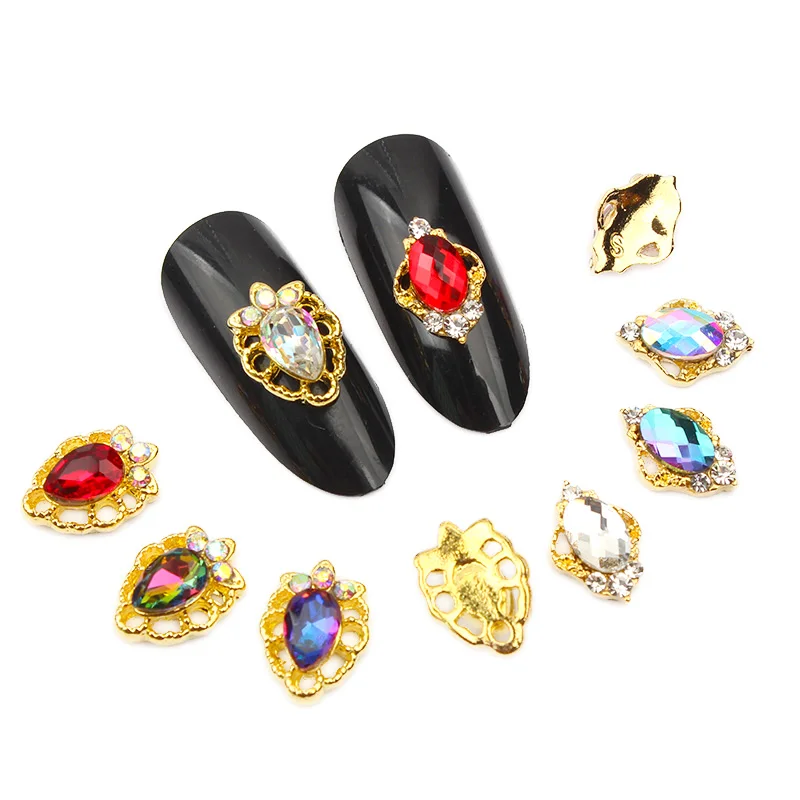 Цветные стразы украшения для ногтей драгоценный камень золотые ногти декор