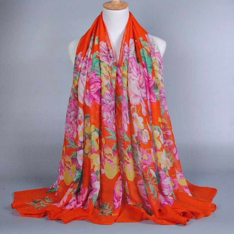 Оптовая женщин printe цветочный мода популярные долго вискоза вуаль wrap хлопок