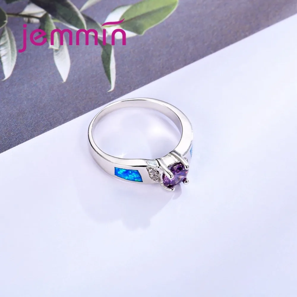 Женское Обручальное кольцо из серебра 925 пробы с фиолетовым австрийским